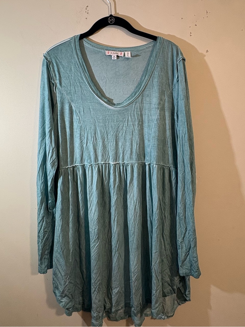 L Love Long Sleeve Scoop Neck Tunic Top dress sage green women’s medium